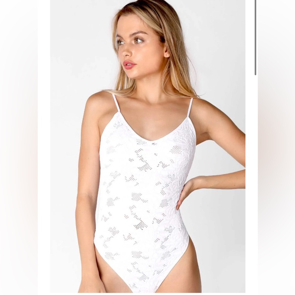 White Lace Stretch Bodysuit